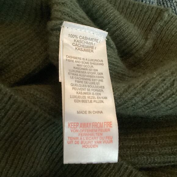 Crush. 100% Cashmere Olive Forest Green Turtleneck Cropped Sweater 1 S - Picture 7 of 9